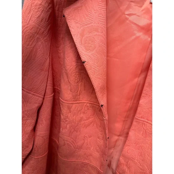 Paula Hein Luxe Coral Textured Paisley Open Front Jacket Blazer 2X - Picture 10 of 11